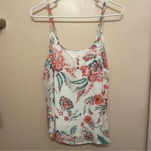 New York & Company Floral Camisole Top - White and Coral